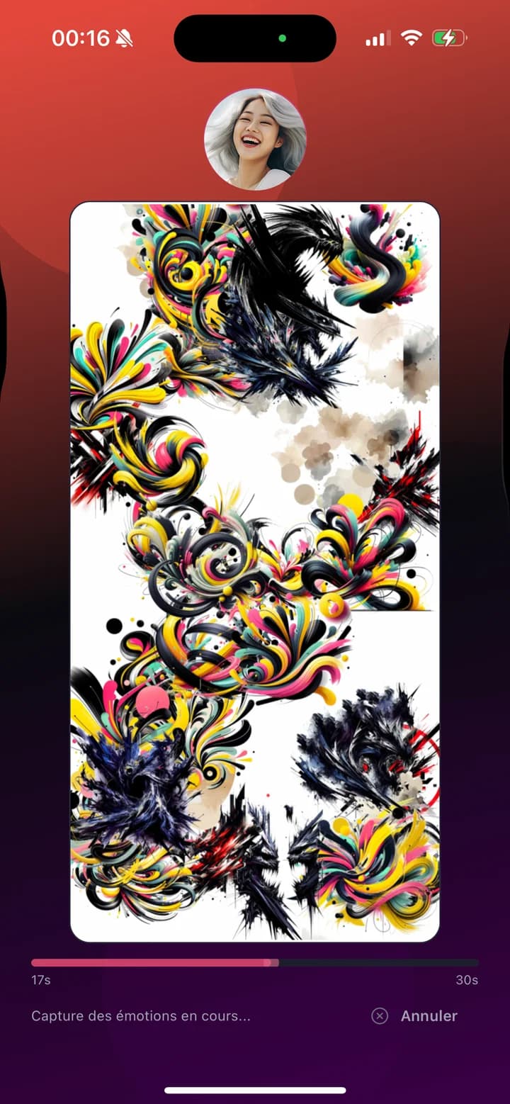 AI ANIMO app, écran de composition générative