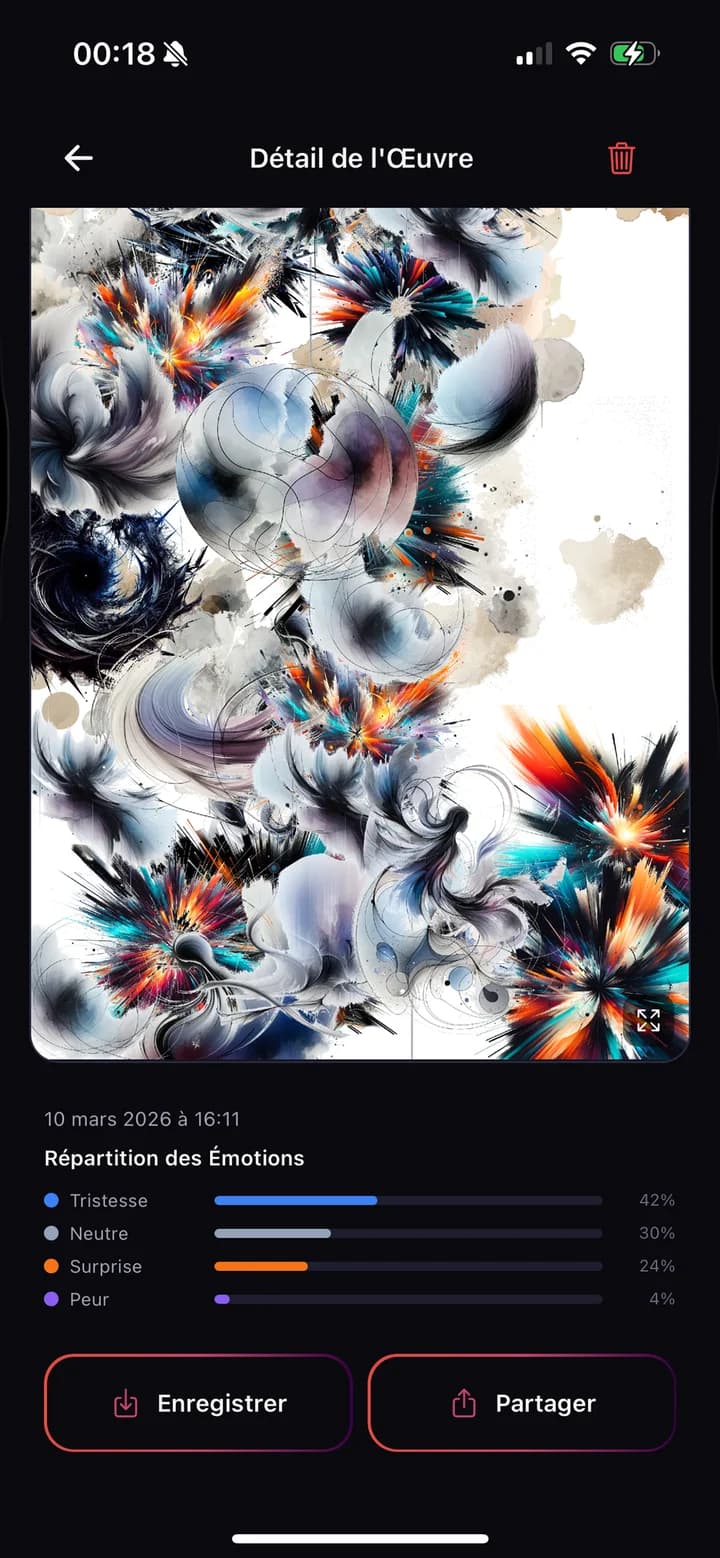 AI ANIMO app, écran de galerie personnelle